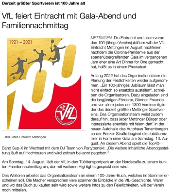 Feier im August 2022: Der VfL ist 100 Jahre alt !