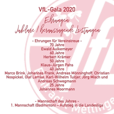VfL Gala -  Ehrungen (01.02.)