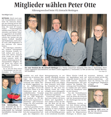 Peter Otte ist 1. Vorsitzende (27.11.)